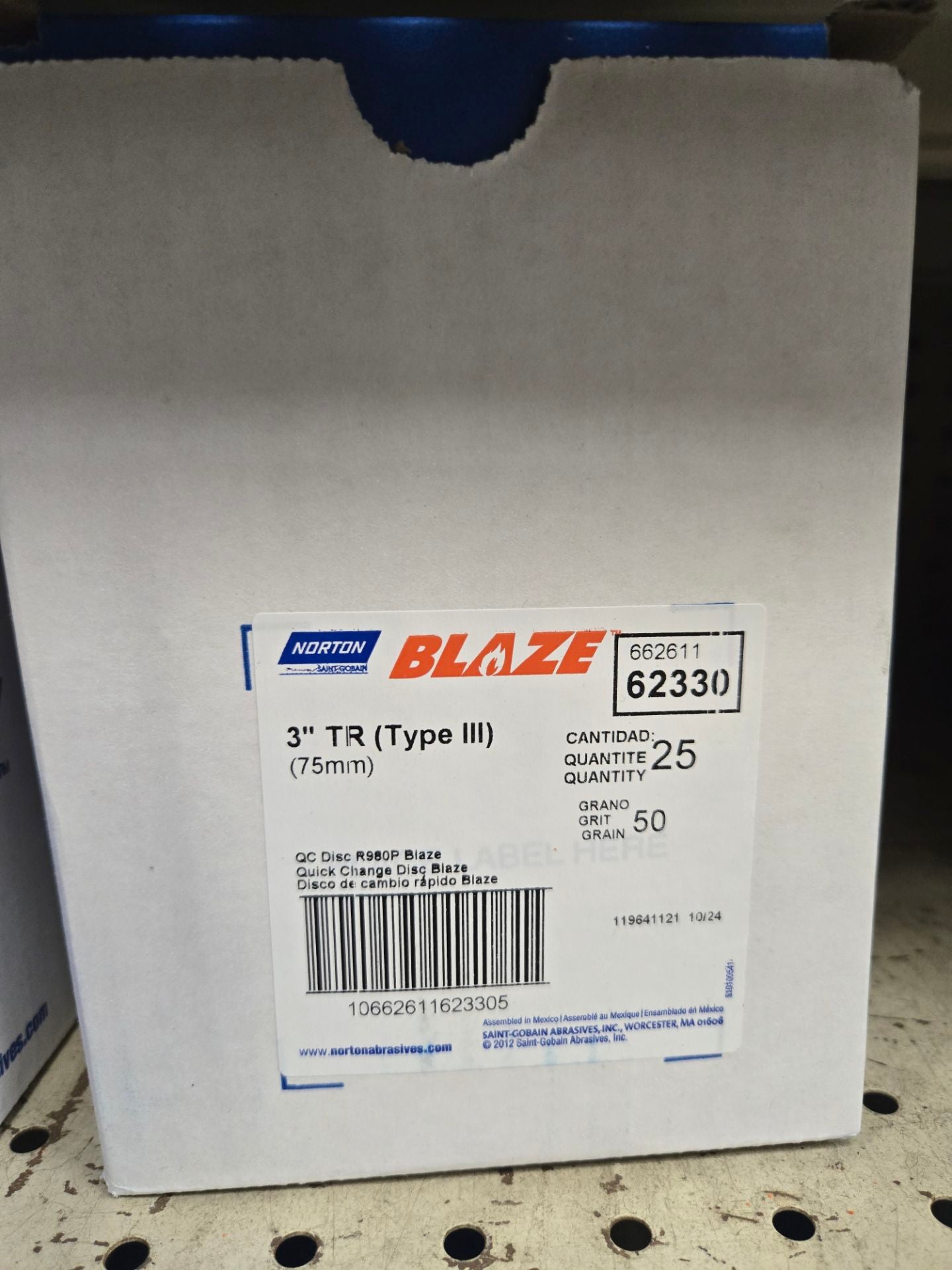 Norton® Blaze® Speed-Lock® 62330 R980P Series Quick Change Grinding Disc, 3 in Dia, 50 Grit, Orange