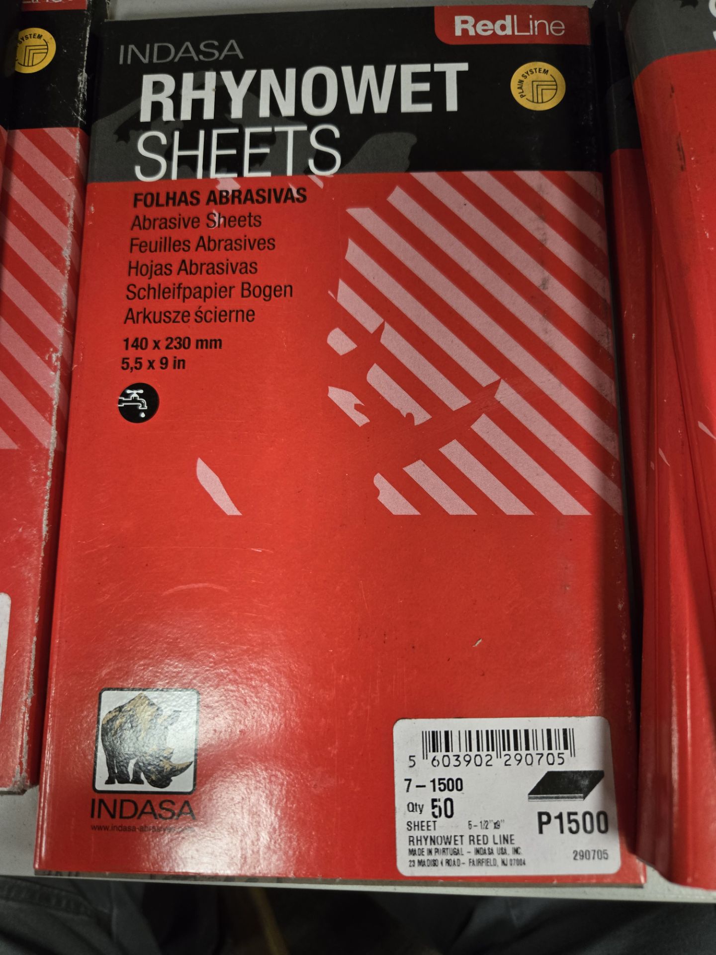 INDASA Medallion™ 7-1500 Rhynowet Red Line XL Half Sanding Sheet, 9 in L x 5-1/2 in W, 1500 Grit