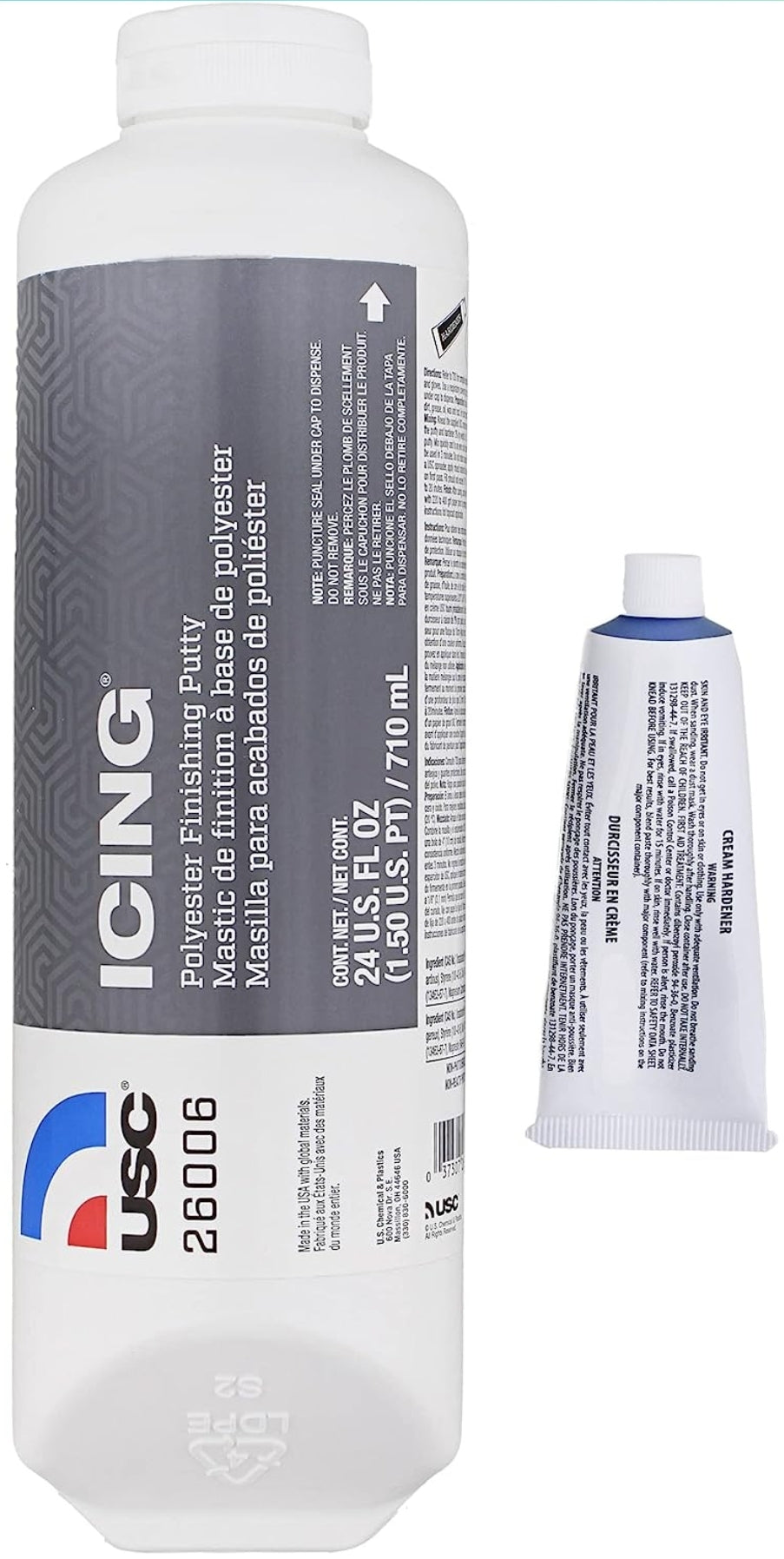 USC® Icing® 26006 Pourable Brushable Polyester Finishing Putty, 24 fl-oz Tube, Liquid