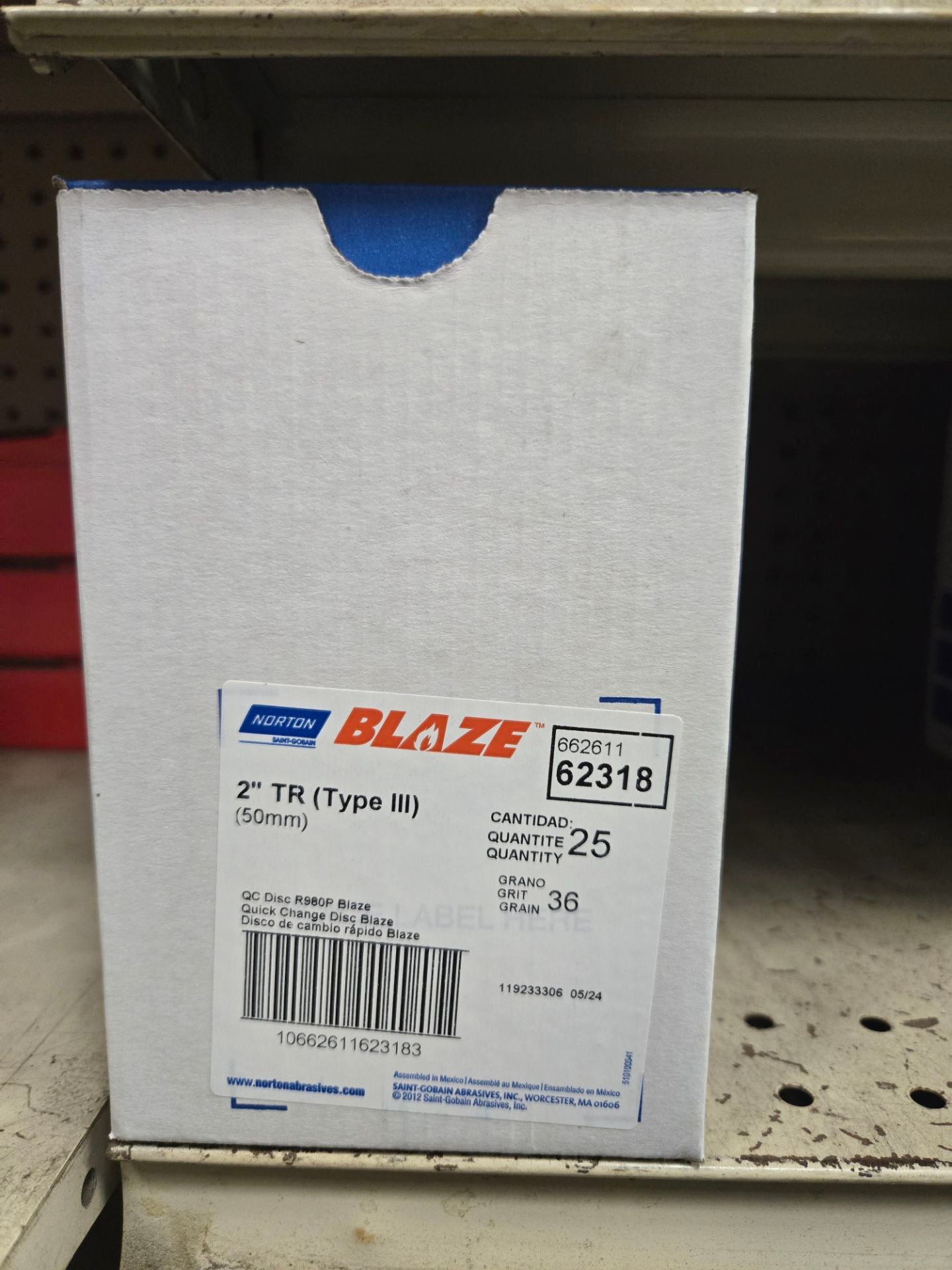 Norton® Blaze® Speed-Lock® 62318 R980P Series Quick Change Grinding Disc, 2 in Dia, 36 Grit, Orange