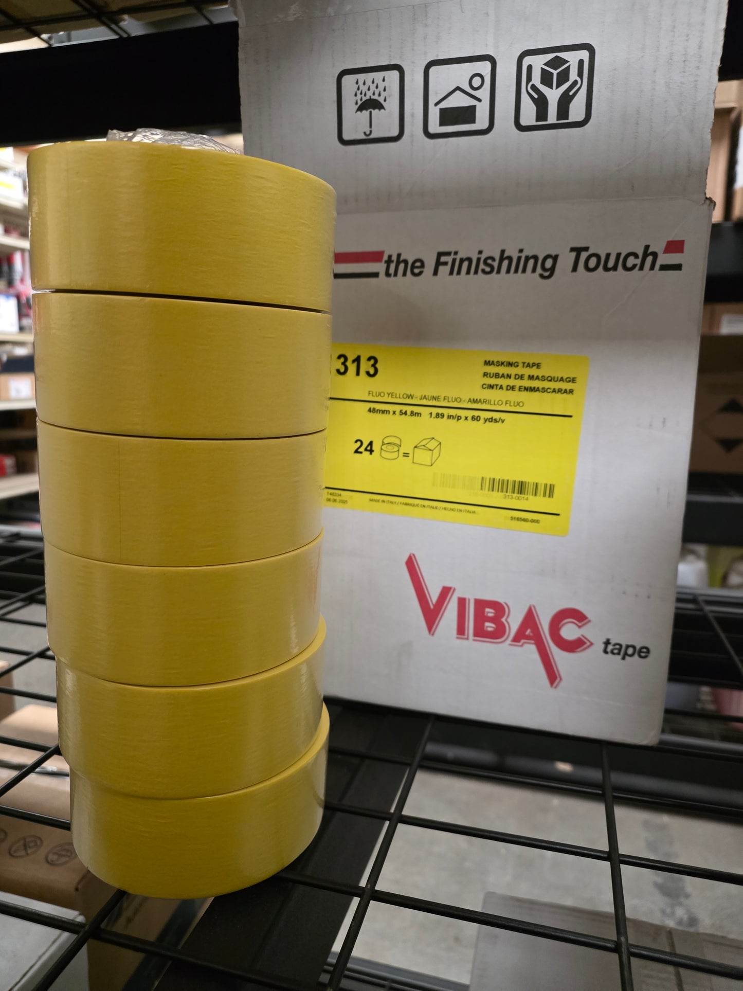 VIBAC 313-0014 2" Fluorescent Yellow Pro-Grade Automotive Masking Tape
