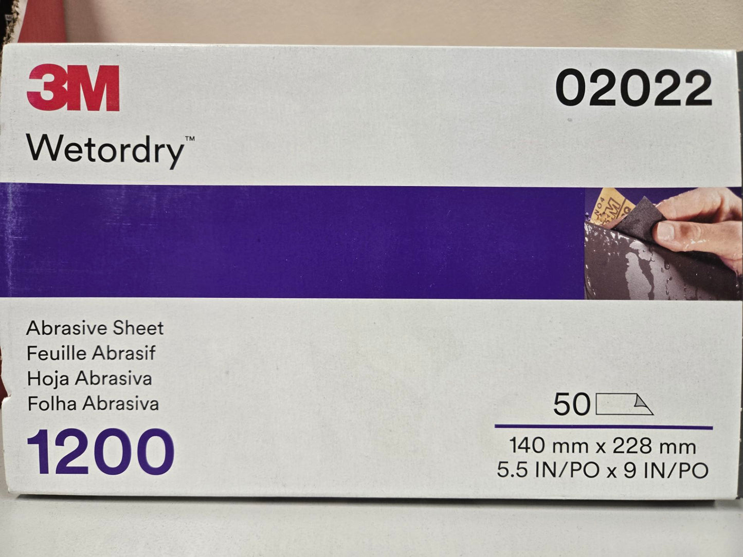 Wetordry™ 02022 401Q Abrasive Sheet, 5-1/2 in W x 9 in L, 1200 Grit, Fine Grade, Silicon Carbide Abrasive, Black