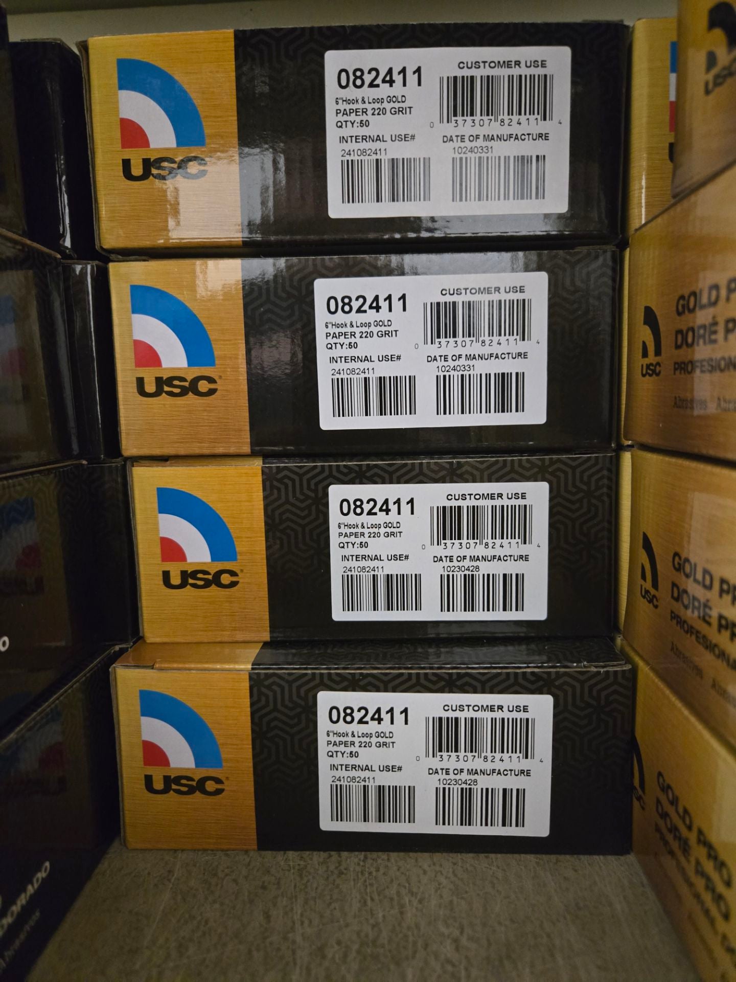 USC® Gold Pro® 082411 Sanding Disc, 6 in Dia, P220 Grit, Paper Backing, Wet/Dry, Hook and Loop Attachment