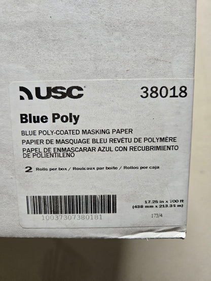USC® 38018 Premium Masking Paper, 18 in W x 738 ft L, Blue
