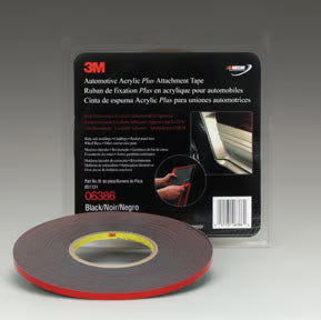3M™ 06386 Acrylic Plus Series Automotive Attachment Tape, 20 yd x 1/4 in, 1.12 mm THK, Black