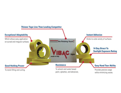VIBAC 313-0014 2" Fluorescent Yellow Pro-Grade Automotive Masking Tape