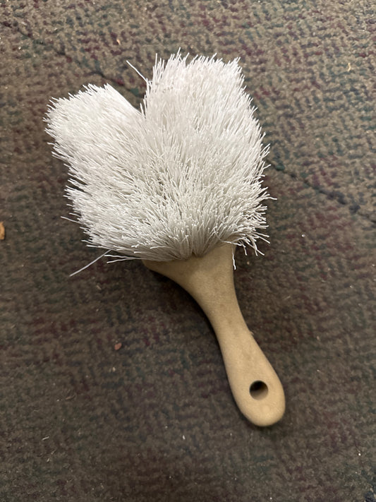 Large White Bristle Tire Brush - Small Handle