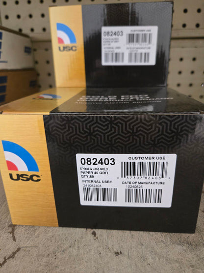 USC® Gold Pro® 082403 Sanding Disc, 6 in Dia, P40 Grit, Paper Backing, Wet/Dry, Hook and Loop Attachment